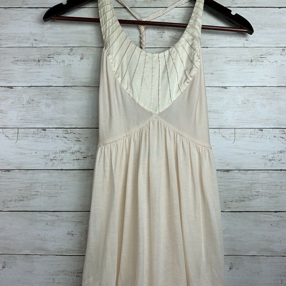 Marciano Women's Size S Ivory Halter Top Rope Open Back Top Bubble Hem Sexy